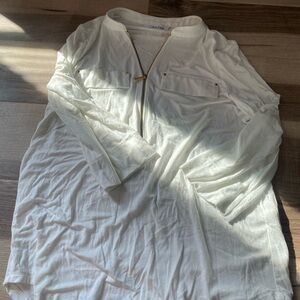Calvin Klein Cream Zippered Blouse